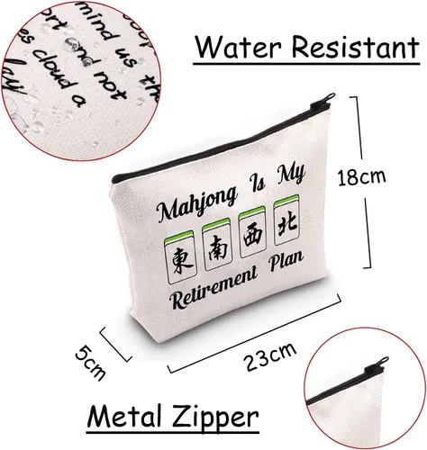 Vista 2 de JXGZSO Novedad Mahjong Cosméticos Bolsa Mahjong Amante Regalo Mahjong is My Retirement Plan Board Game Zipper Purse Gift Lucky Mahjong Player