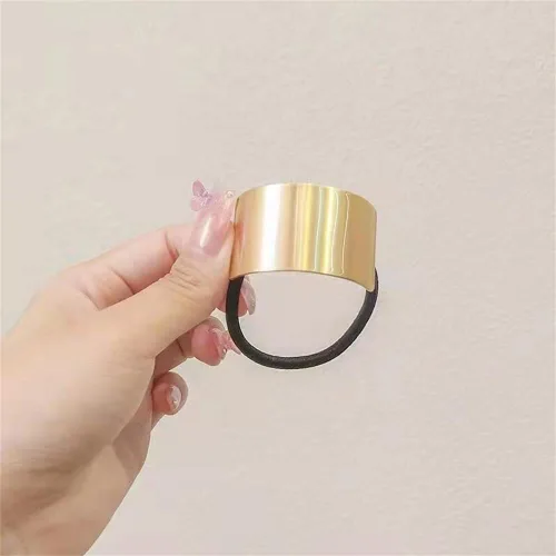 Vista 2 de 4 piezas para coleta de caballo, banda elástica para el cabello, accesorios para mujeres y niñas, 4 estilos (dorado)