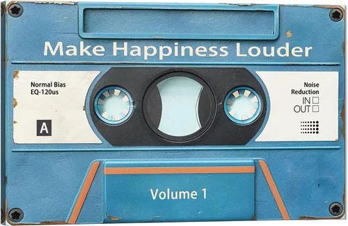 Vista 41 de MAMAGO Impresiones de cinta vintage de cassett motivacional, decoración de pared, cinta azul HD que hace que la felicidad sea más fuerte