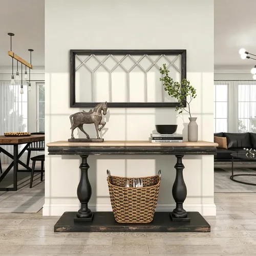 Vista 5 de Sintosin Farmhouse Window Frame Wall Decor 19 X 39 Inches, Washed Black
