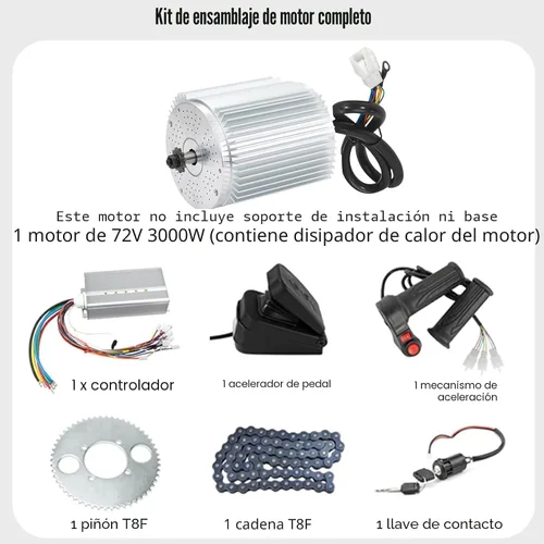 Vista 6 de Motor sin escobillas CC 3000W 72V Motor eléctrico de alta potencia Controlador sin escobillas 50A Motor de scooter Go Kart Kit de motor eléctrico