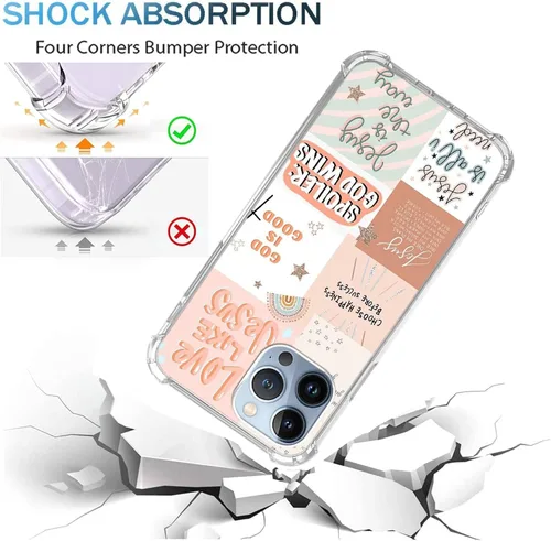 Vista 3 de Funda de teléfono con collage bohemio de Jesús compatible con iPhone 12 Pro Max, funda cristiana con collage de citas para niñas, mujeres y hombres