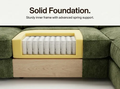 Vista 5 de WEUP Sofá modular en forma de L de 114 pulgadas, sofá nube de gran tamaño con otomana móvil, cómodo sofá de felpilla con almohada, bolsillos Verde