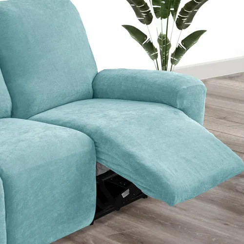 Vista 2 de vctops 4 fundas elásticas de felpilla de lujo para sillas reclinables, protector suave de muebles con parte inferior elástica para niños, gatos, Azul