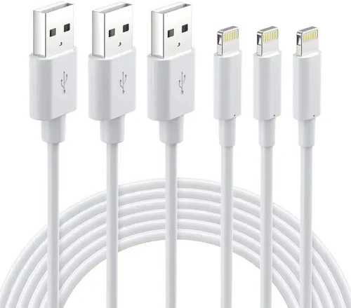 Vista 8 de Cable Lightning certificado – Cargador Nikolable para iPhone, paquete de 3 unidades de 6 pies de iluminación a USB A, cable de carga compatible