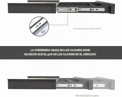 Vista 5 de GOME Cajón deslizable debajo del escritorio con diseño divisor de espacio para guardar lápices y accesorios de oficina, organizador de bandeja Negro