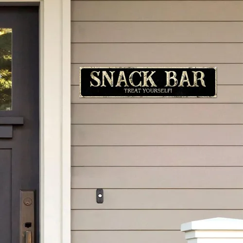 Vista 2 de Madcolitote Letrero de calle personalizado SNACK BAR con texto en inglés «Snack Bar» de madera para decorar la pared de la sala de estar, arte