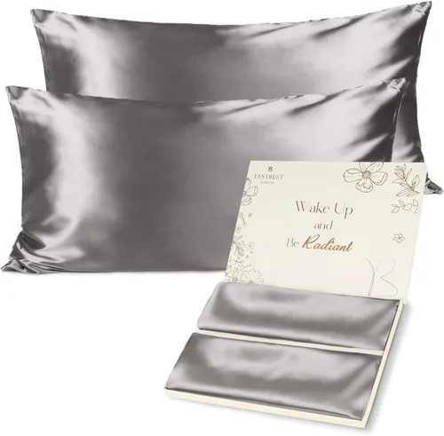 Vista 23 de Yanibest Funda de almohada de satén, fundas de almohada de seda para cabello y piel con cremallera, juego de 2 fundas de almohada estándar para 20 x