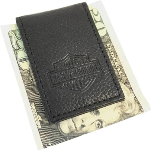 Vista 2 de Harley-Davidson MSB8385-BLACK - Clip magnético para el dinero de hombre piel con relieve BS color negro