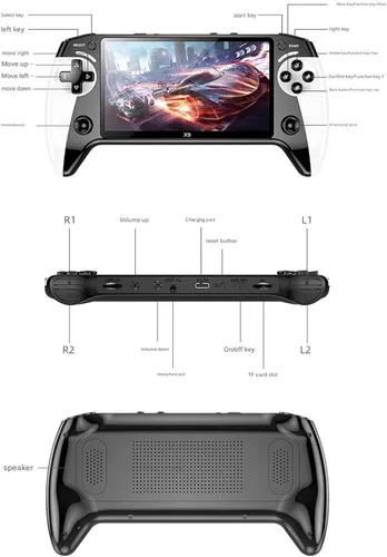 Vista 7 de X9 - Consola de juegos de mano retro, pantalla HD IPS portátil de 5.5 pulgadas, más de 3000 juegos incorporados, más de 10 emuladores externos, 1