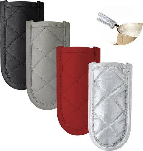 Vista 9 de Patelai 4 fundas para mango de sartén de hierro fundido, fundas resistentes al calor, funda para sartén caliente, soporte antideslizante