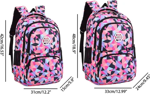 Vista 2 de JiaYou Mochila escolar primaria para niña con estampado de flores