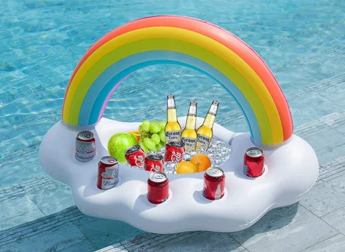 Vista 6 de Jasonwell Giant - Balsa de piña 76 pulgadas piña y piscina de verano piscina flotador inflable y Jasonwell soporte para bebidas inflables con nube