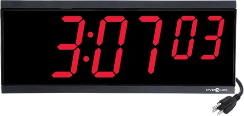 Vista 3 de Pyramid Time Systems Reloj digital independiente extra grande, pantalla LED roja de 4 pulgadas, 6 dígitos (hora, minutos, segundos), 110 V, cable