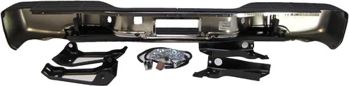 Vista 4 de Defensa trasera con estribo, ensamble completo cromado con almohadillas para defensa, soportes y luz de placa, para CV Silverado 99-07 Fleetside