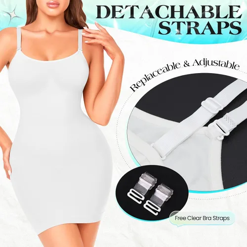 Vista 2 de Vestido de mujer para debajo de los vestidos, moldeador de abdomen, moldeador de cuerpo completo, sin costuras, tirantes delgados