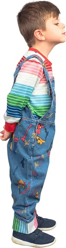 Vista 3 de Chuckie Good Guy Doll - Conjunto de disfraz para niños, camisa de manga larga y overol para Halloween