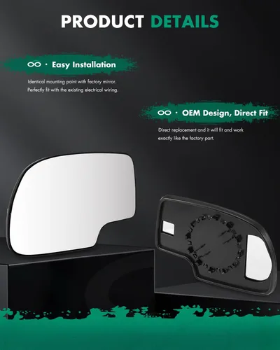 Vista 4 de SCITOO Espejo retrovisor de cristal para conductor lateral izquierdo para 1999-2007 para Chevy Silverado Pickup 2000-2006 Suburban 2000 Tahoe Chrome