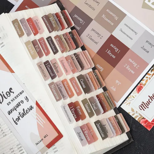 Vista 8 de Pestañas bíblicas en tono tierra español, pestañas de la Biblia laminadas con impresión grande para mujeres y hombres, fáciles de leer, fáciles