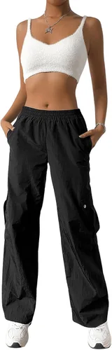 Vista 5 de Verdusa Pantalones cargo elásticos de cintura alta y pierna recta para mujer