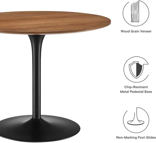 Vista 6 de Modway EEI-6313-WAL-BLK Pursuit - Mesa de comedor de 40 pulgadas, color negro nogal