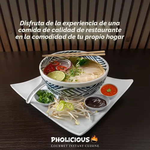 Vista 9 de PhoLicious Instant Beef Pho, auténtico kit de sopa de fideos de arroz vietnamita con mezcla de especias y caldo, alternativa de fideos ramen, comida