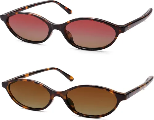 Vista 11 de Gafas de sol retro ovaladas de ojo de gato para mujer, Y2k, gafas de sol estrechas de moda, gafas de sol de diseñador AR82253