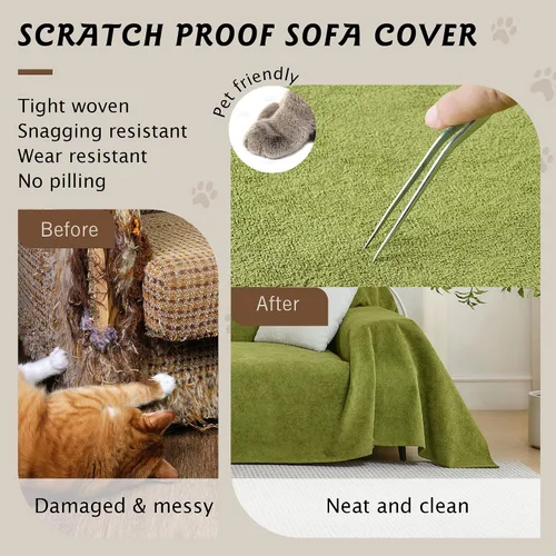 Vista 3 de PuTian Funda de sofá 100% impermeable para perros, antiarañazos, lavable, antideslizante, manta de funda de 2 cojines para sofá silla reclinable