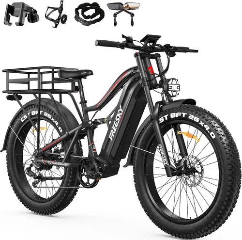 Vista 17 de FREESKY Bicicleta eléctrica para adultos, motor BAFANG de 4000W, batería LG Negro clásico