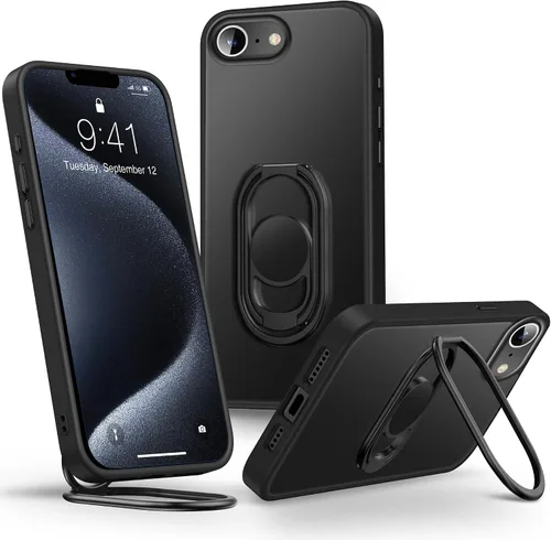 Vista 26 de Shields Up Funda para iPhone 16 Pro con Soporte, Funda de Teléfono Transparente con Soporte de Doble Anillo [Ajustable y Plegable] Cubierta