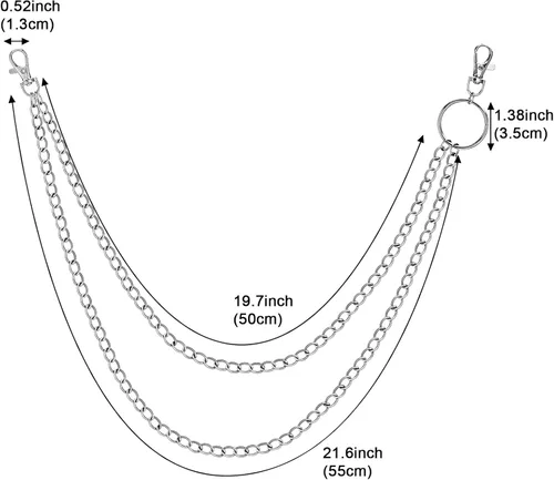 Vista 3 de PHOGARY 3 Pieces Jeans Chains Wallet Chain Pants Chain Pocket Chain Hip Hop Rock Chains Belt Chain Biker Trouser Chain