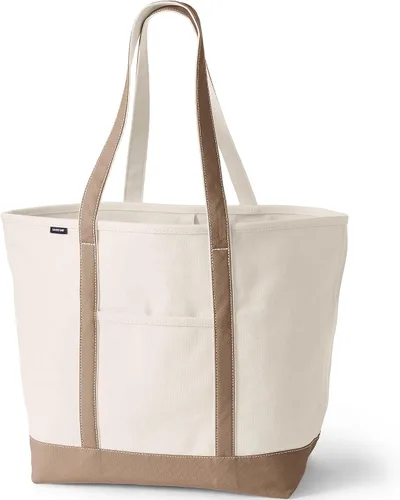Vista 8 de Lands' End Bolso de lona abierto Natural/Azul marino radiante