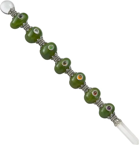 Vista 17 de Amazing Gemstone Varita de cristal para chakras, varitas de cristal curativo, brujería, varita de cristal de Merkaba para meditación, brujería