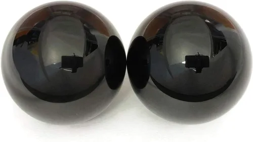 Vista 4 de Top Chi Bolas Baoding de obsidiana negra con bolsa de transporte para terapia de manos, ejercicio y alivio del estrés (mediana de 1.5 pulgadas)