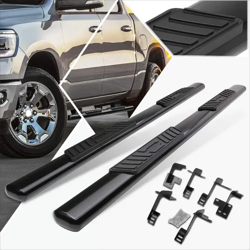 Vista 8 de (2 piezas) barras de paso Nerf redondas negras de 3 pulgadas compatibles con Ram 19-20 1500 Pickup Crew Cab