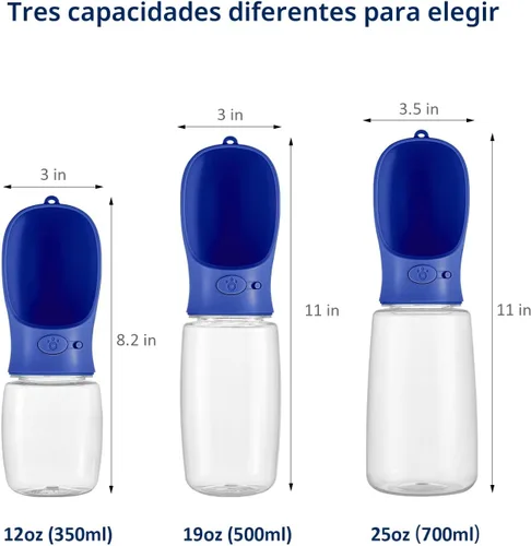 Vista 2 de WePet Botella de agua portátil para perros, 12 onzas, dispensador de agua para cachorros a prueba de fugas con alimentador de bebida para mascotas