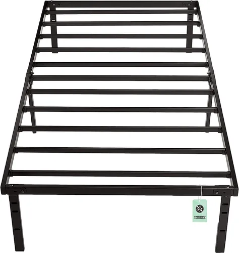 Vista 3 de Amazon Basics - Base de cama robusta y antideslizante de plataforma tamaño individual con almacenamiento, soporte de listones de acero, sin ruido
