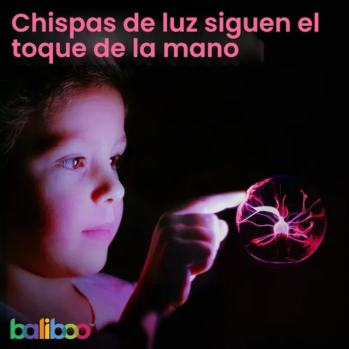 Vista 5 de BALIBOO Lámpara de bola de plasma mini de 7,6 cm – Globo de rayos activado por toque – Lámpara de globo de plasma USB y a pilas – Bola