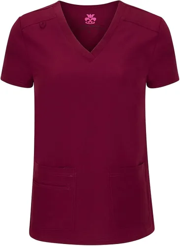 Vista 2 de Natural Uniforms Conjunto de top elástico con cuello en V y pantalón cargo para mujer