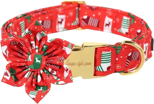 Vista 21 de Collar de perro de Halloween de estilo único con arco de flores de Unique Style Paws, collar de calabaza de algodón para perros pequeños, medianos