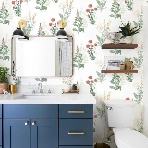Vista 7 de Orainege Papel tapiz floral para despegar y pegar, papel de contacto bohemio de 16.9 x 118.1 pulgadas, papel de pared autoadhesivo extraíble
