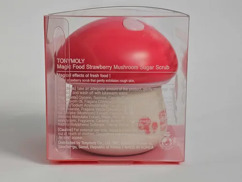 Vista 3 de TONYMOLY Exfoliante de azúcar de hongos y fresa: exfoliante facial y corporal con extractos de fresa y hongos, gránulos de azúcar y vitamina C