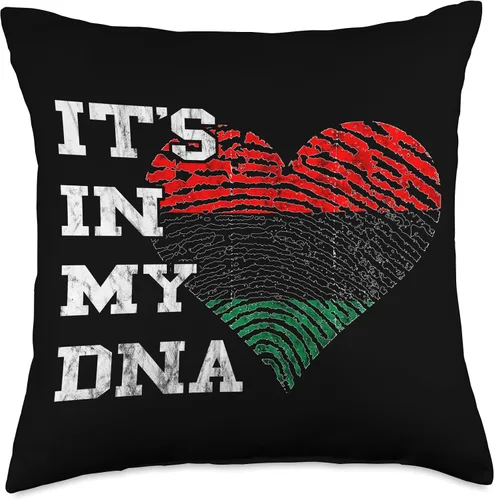 Vista 4 de Pan African Pride Black History Heart in My DNA Black Liberation Pan African UNIA Flag Throw Pillow, 16x16, Multicolor