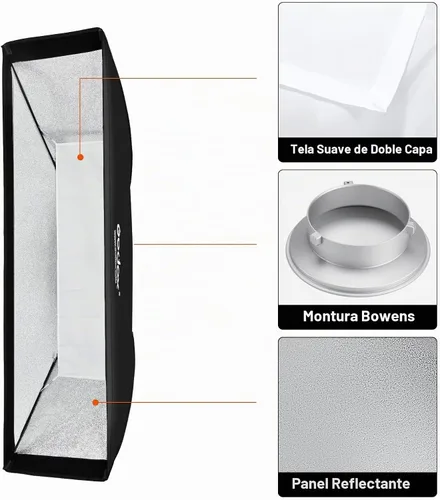 Vista 4 de Godox Caja de luz de rejilla Honeycomd de abeja de 13 x 63 pulgadas con anillo de velocidad de montaje Bowens compatible con Godox Studio Flash