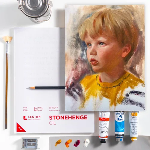 Vista 4 de Stonehenge Aceite 11.29 oz 9x12 Almohadilla Blanca, 12 Hojas