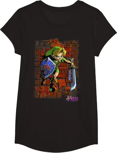 Vista 3 de Legend of Zelda Majoras Mask Link Action Retrato Camiseta Negro