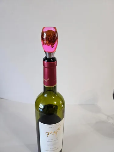 Vista 5 de tapon de botella de vino protector de vino (rojo con flor)