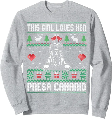 Vista 3 de Presa Canario Girl Cool Ugly Christmas Sudadera para mamá de perro, Negro
