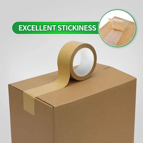 Vista 6 de TAPEBEAR Cinta de papel kraft ecológica, cinta de papel kraft biodegradable, cinta de embalaje writable reciclable, superficie sin revestimiento