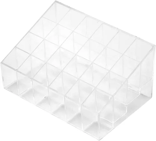 Vista 2 de Haofy 24 rejillas transparentes para lápiz labial, organizador de maquillaje y cosméticos, caja de almacenamiento de maquillaje, esmalte de uñas